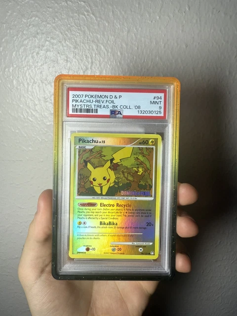 2007 POKEMON DIAMOND & PEARL MYSTERIOUS TREASURES #94 PIKACHU-REVERSE FOIL PSA 9