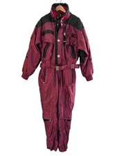 Vintage Kaelin All-Weather Ski Suit Mens XL Maroon Black One-Piece Snowsuit Fu