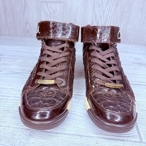 Rare scarpe sneakers Coach vintage nere Nanette scarpe da tennis alte 8 trapuntate - Foto 3 di 10