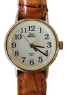Timex Indiglo Women's Quartz Analog Watch Brown Leather Strap Vintage Gold Tone