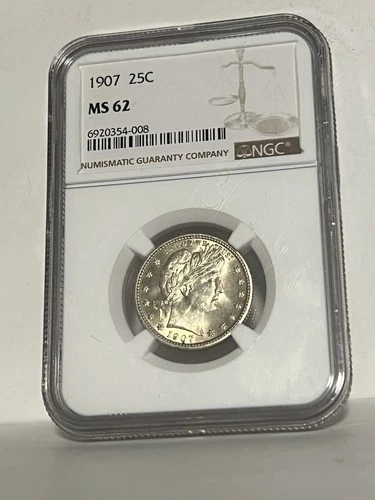 1907 Barber Quarter NGC MS62