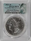2021-D Morgan Silver Dollar $1 PCGS MS70)Tough 70 Advanced Release AR