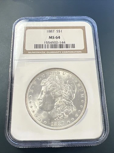 1887-P Morgan Silver Dollar $1 - .9 / NGC MS 64 / Beautiful Coin! - No Reserve!