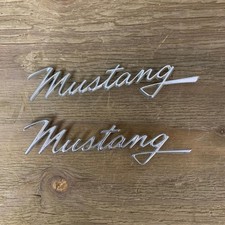 Ford Mustang Script Emblem Pair Chrome Hood Trunk Script Badges Replacement