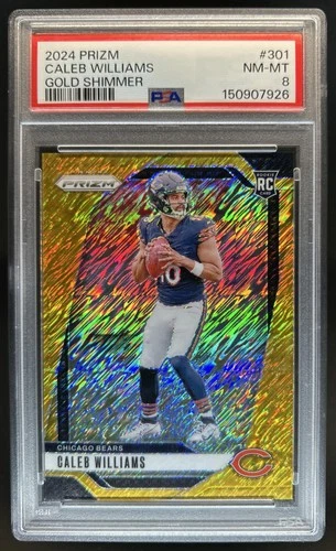 2024 Panini Prizm Caleb Williams Gold Shimmer Rookie RC #/10 Bears PSA 8