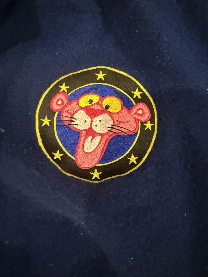 Chaqueta Universitaria DeLong De Colección Azul Marino Lana Cuero Mangas Rosa Pantera Talla L Foto 3 de 4