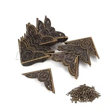 20pcs Elegant Bronze Antique Desk Edge Cover Iron Box Corner Guard 39x10mm
