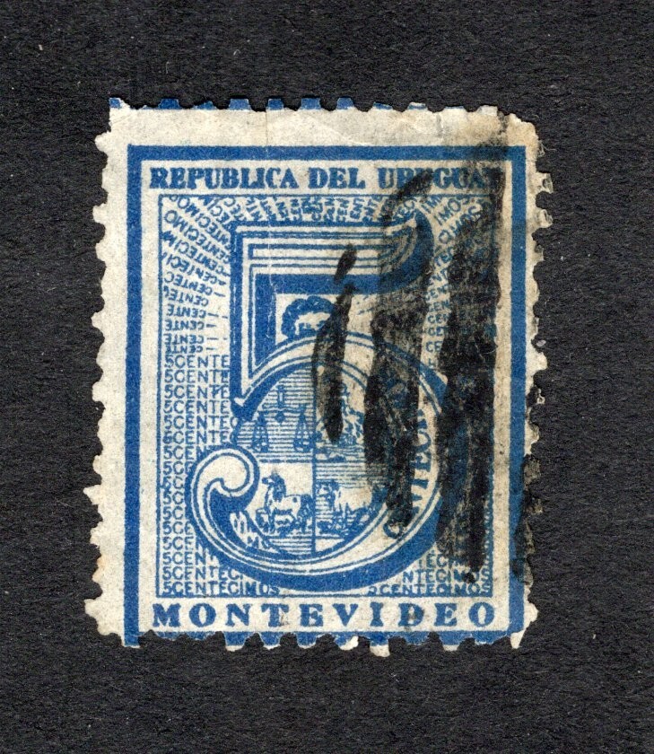 Uruguay 1866 stamp Mi#33C pos 35 Diff Cancellation used #18
