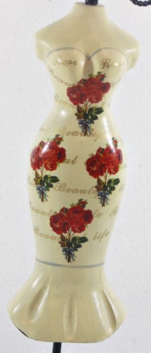 Busto Joya Beauty Figura Decoración Modefigur Blanco Torso Con Rojos Flores H - Imagen 3 de 6