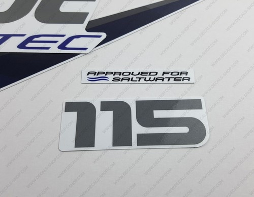 Evinrude 115 hp ETEC V4 2015 outboard engine decals sticker blue set White Cowl - Picture 5 of 11