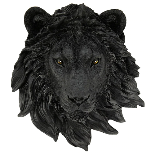 Luxury Black Lion Animal Head Wall Mounted Mens Decor Safari Resin Figure Statue
