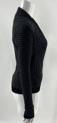 Rachel Roy Cardigan Wrap Sweater Size XS Black Gray Striped Wool Blend Womens - Picture 3 of 7