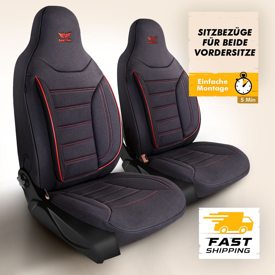 Coprisedili Auto Universali In Tessuto Nero - 2 Pezzi, Compatibili Con Airbag, Facili Da Montare, Proteggono Da Macchie E Strappi