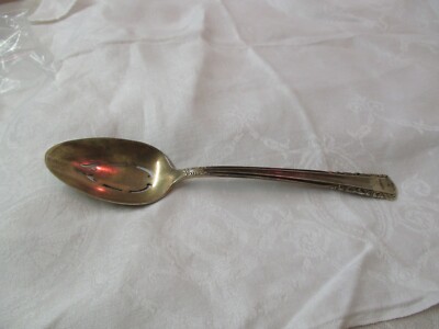 Vintage 1951 Holmes Edwards IS Deep Silver plate pierced Serving Spoon May Queen