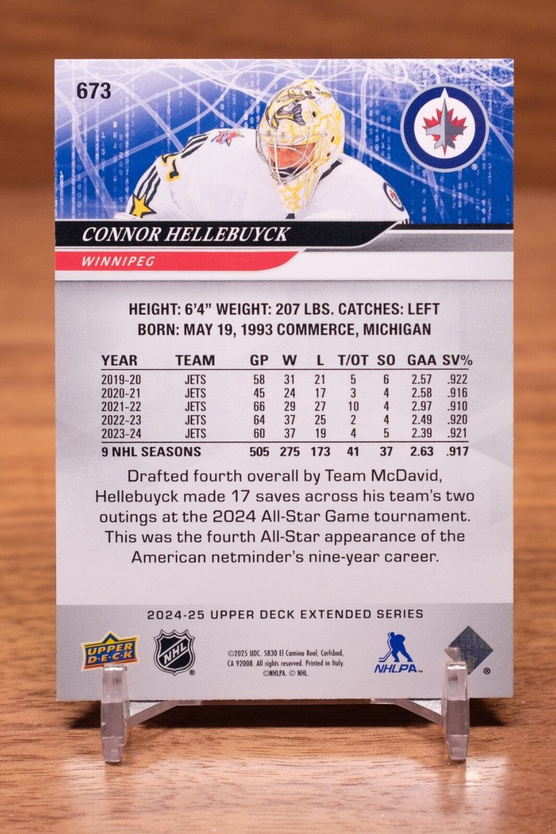2024-25 Upper Deck Base #673 Connor Hellebuyck - Winnipeg
