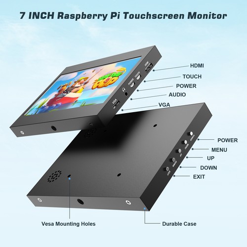 APROTII Small Screen HDMI Monitor 7inch 1024X600 Capacitive Touch Screen Display - Picture 8 of 9
