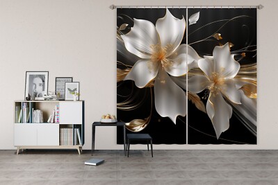 3D Elegant White Flowers G8249 Photo Blockout Curtain Fabric Window Erin 2023