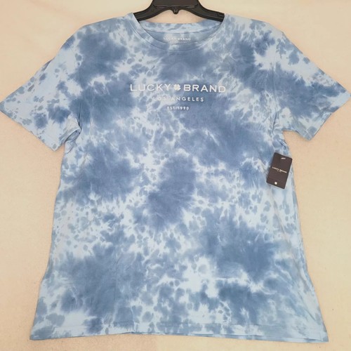 Lucky Brand LA Shirt Mens Large L Blue Tie Dye Stitch Casual Outdoors Skate NWT