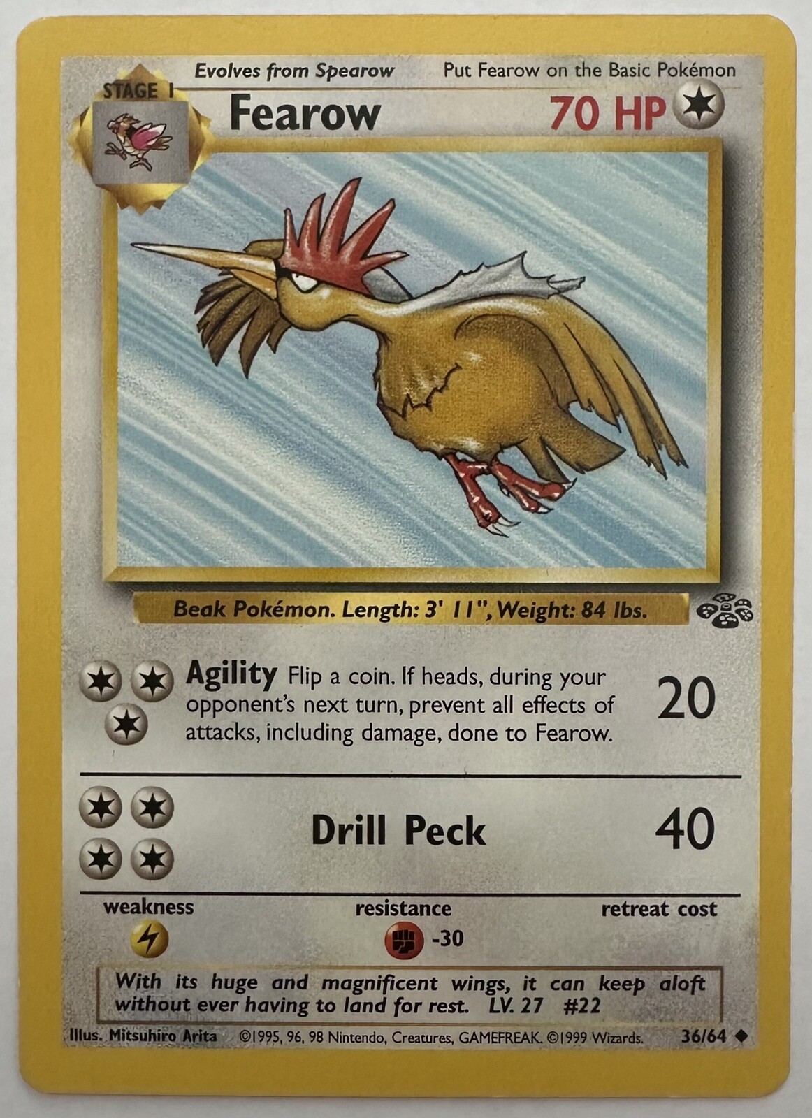 Pokemon Card - Jungle 36/64 - FEAROW (uncommon) Unlimited - NM - Near Mint