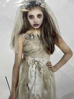 CRYPT BRIDE Halloween 2pc Costume Fancy Dress Up Ghost Girl s Size L. 12-14.NIP