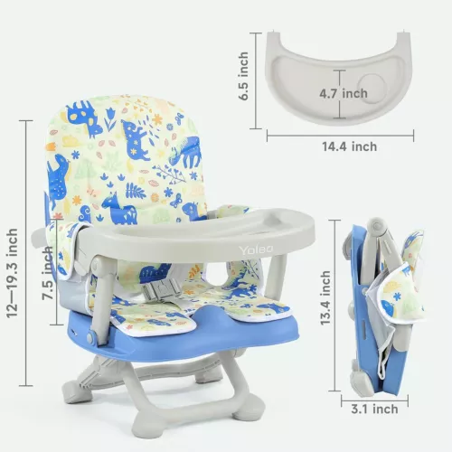 Travel Booster Seat w/ Tray Adjustable Folding High Chair Children Baby Armchair - Picture 27 of 78