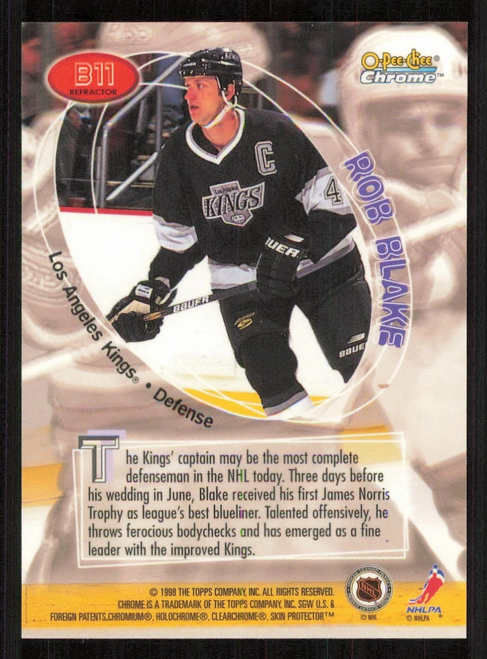 1998-99 O-Pee-Chee Chrome Board Members Refractors #B11 Rob Blake - Image 2 of 2