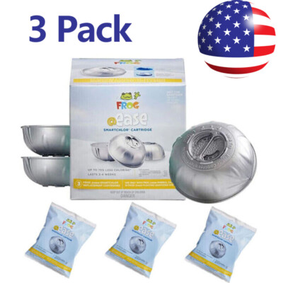 NEW 3 Pack FROG @ease Floating Sanitizing System plus SmartChlor Cartridge USA