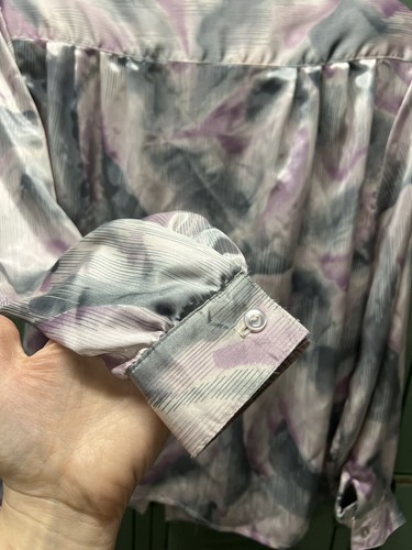 Vintage Pastel Patterned Blouse Shiny Finish - Picture 8 of 11