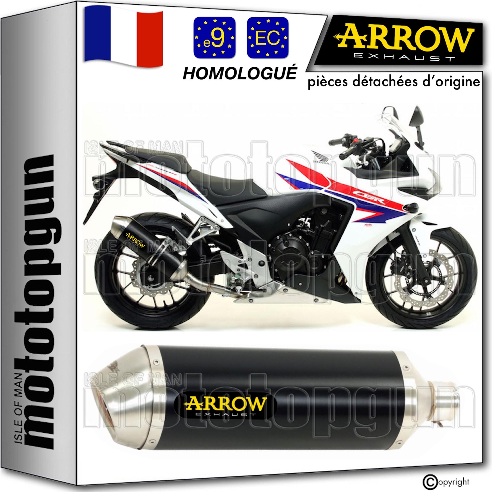Arrow Race-Tech échappement aluminium noir pour moto Honda CBR 500 R 2014