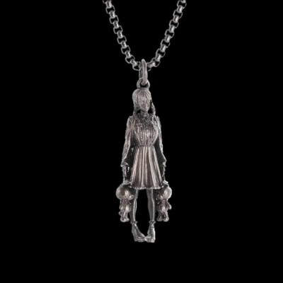 School Girl Jewelry Vintage Silver Gothic Goddess Standing Sexy Pendant Necklace