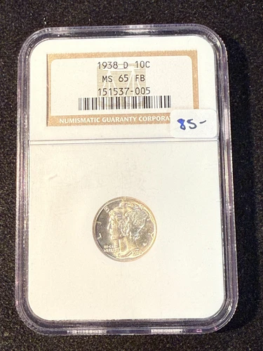 1938 D MERCURY DIME NGC MS 65 FB