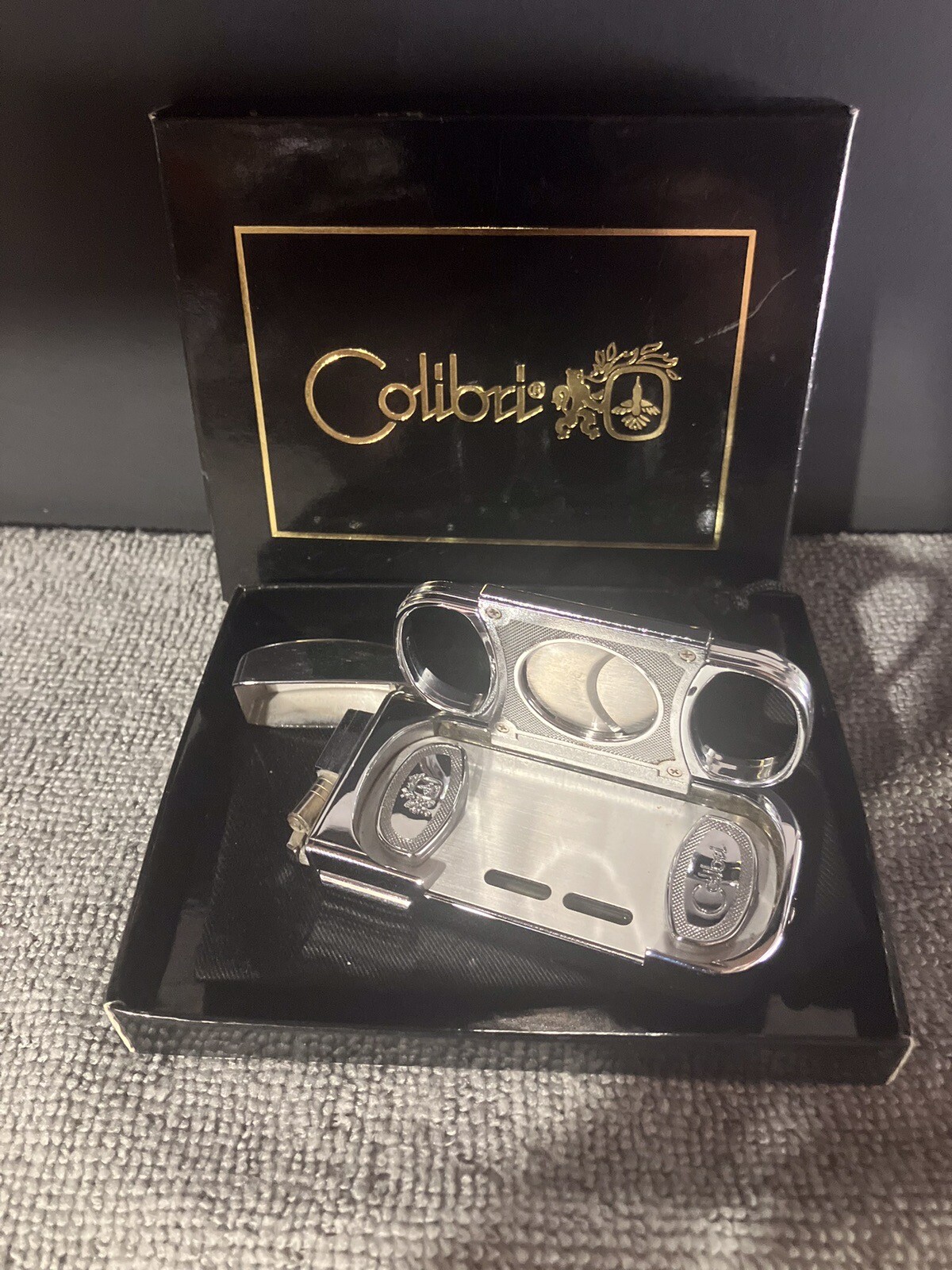 Vintage Colibri Ceo Cigar Lighter Double Guillotine Flint. P/N 26700 Rare Find