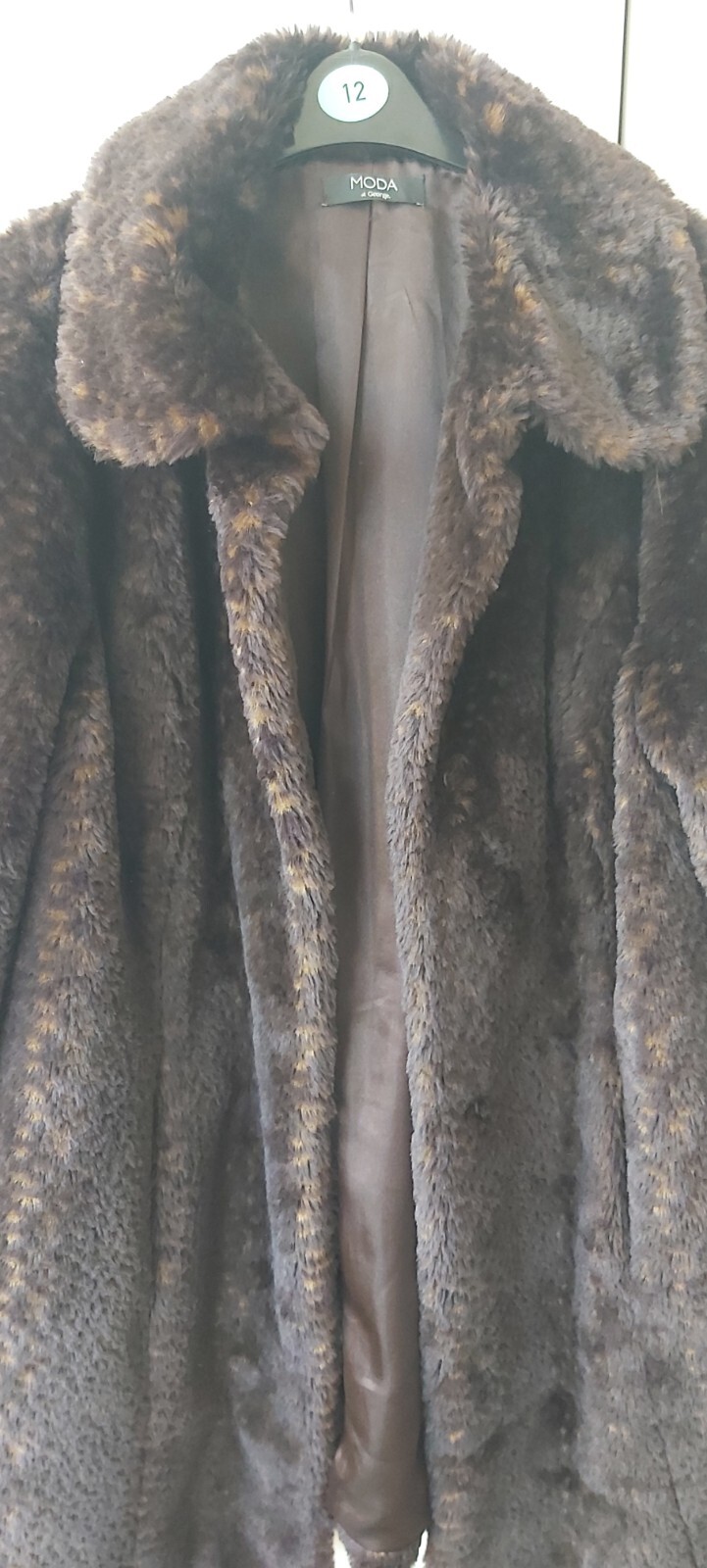 Women Ladies Faux Fake Fur Dark Brown Jacket Coat by Moda at