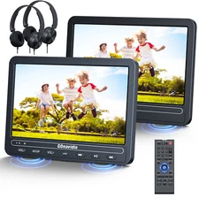 2 x 10.5" Dual Screen Portable Car DVD CD Player Battery Headphones USB/SD Card