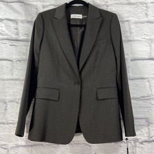 Calvin Klein Jacket Women's 8 Brown Blazer One Button Long Sleeves New