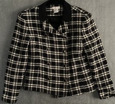 VTG Talbots Womens Plaid Checkered Button Up Wool Blend Blazer/Jacket Coat Sz 6