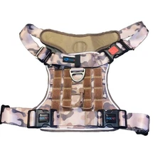 No Pull Tactical Dog Harness,Service Dog Vest with Molle & Loop Panels Desert Ca