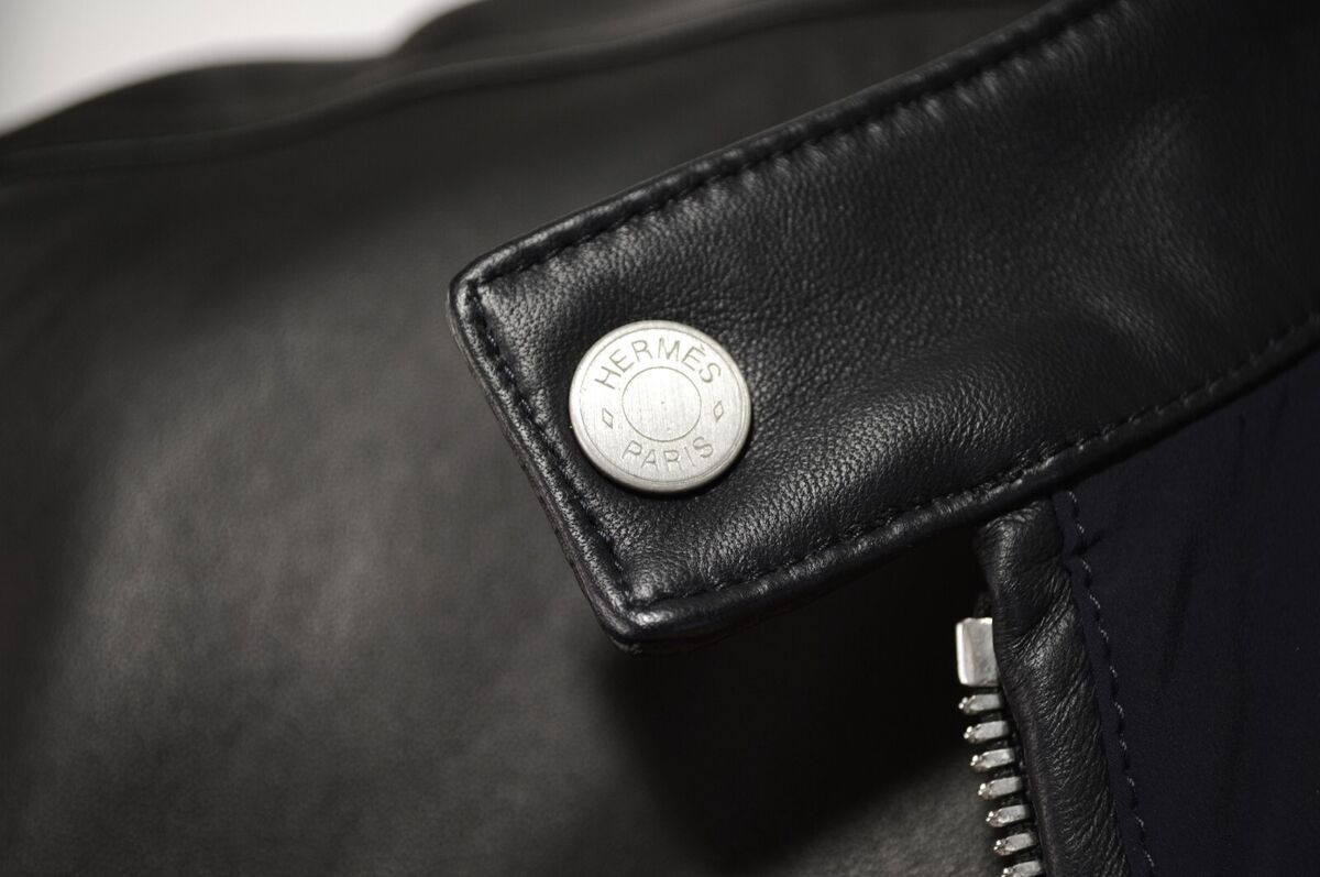 8000$ HERMES Men Leather Bomber Jacket reversible black 8000$ HERMES Men Leather Bomber Jacket reversible black