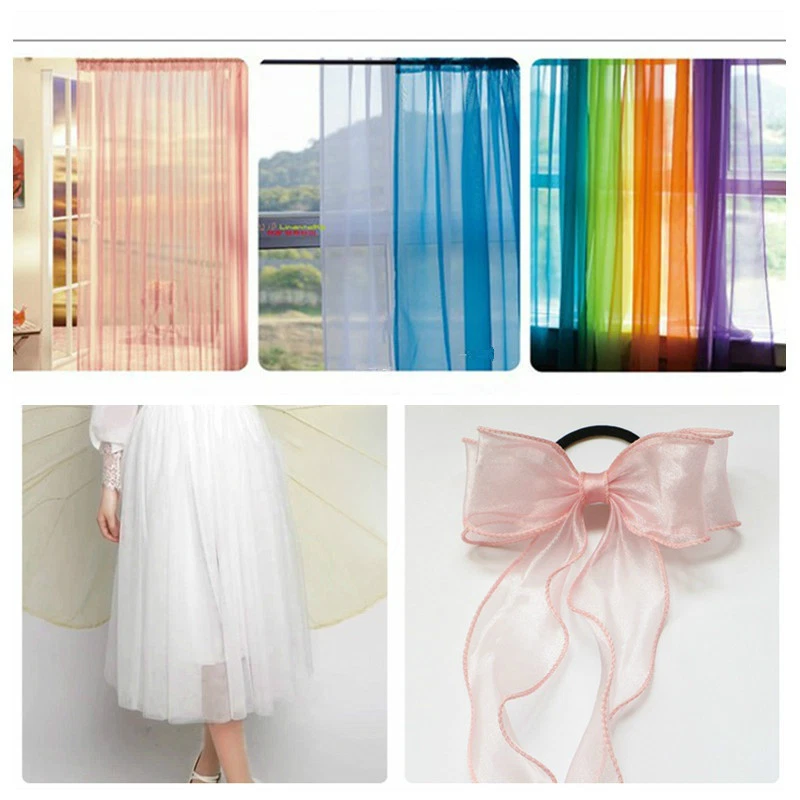 Organza Fabric Sheer Voile Curtain Tutu Skirt Wedding Adorn Chair Bows By Meter - Image 3 of 4