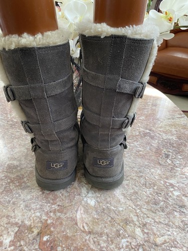Ugg Australia Maddi Women's Gray Suede Shearling Zip Up Boots Size 6 EUC - Picture 5 of 6