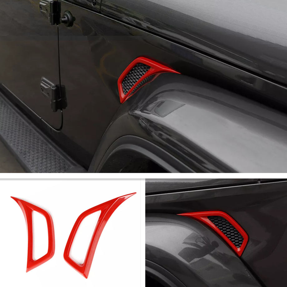For Jeep Gladiator JT/JL 2018-2025 ABS Red Side Air Vent Hood Intake Cover Trim
