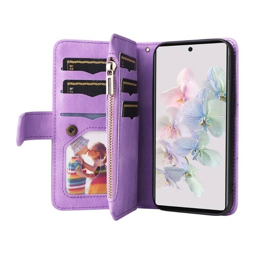 For Google Pixel 9 8 7 6 Pro 8A Magnetic Zipper Leather Case Wallet Flip Cover - Picture 11 of 78