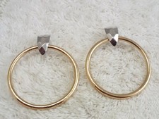 Goldtone Silvertone Hoop Pierced Earrings C19 