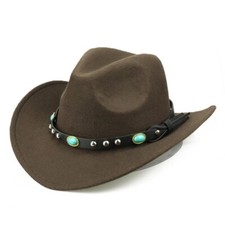 Dark Green/Brown, Western Cowboy, Cowgirl Hat, Turquoise, Men Women, Wide Brim