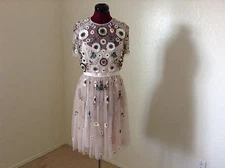 NWT Needle & Thread $500 'Woodland' Embellished Tulle Dress*Pastel Pink*6 US