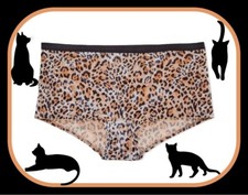 M  Sand Tan Black Leopard FULL VELVET RARE Victorias Secret LOGO Shortie Pantie