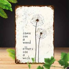2D Flat, 1pc Vintage Metal Wall Decor Sign with Dandelion Wishing Design