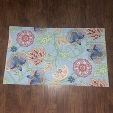 King Quilted Floral Flower Pillow Sham Case 100 Cotton Orange Blue