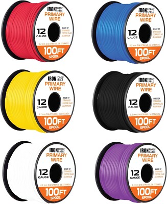 12 Gauge Primary Automotive Wire 6 Roll Bulk Assortment Pack 12 AWG Auto Wire