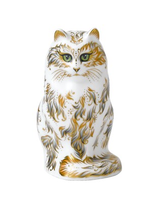 ROYAL CROWN DERBY FIFI KATZE BRIEFBESCHWERER - NEU - 1. QUALITÄT GOLDSTOPPER - VERPACKT